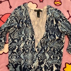 Blue White Pattern Cardigan